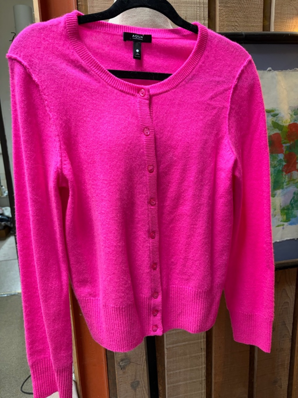 Gorgeous hot pink cashmere cardigan!